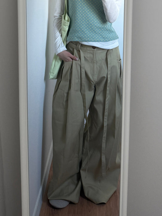 DOUBLE STRAP WIDE PANTS