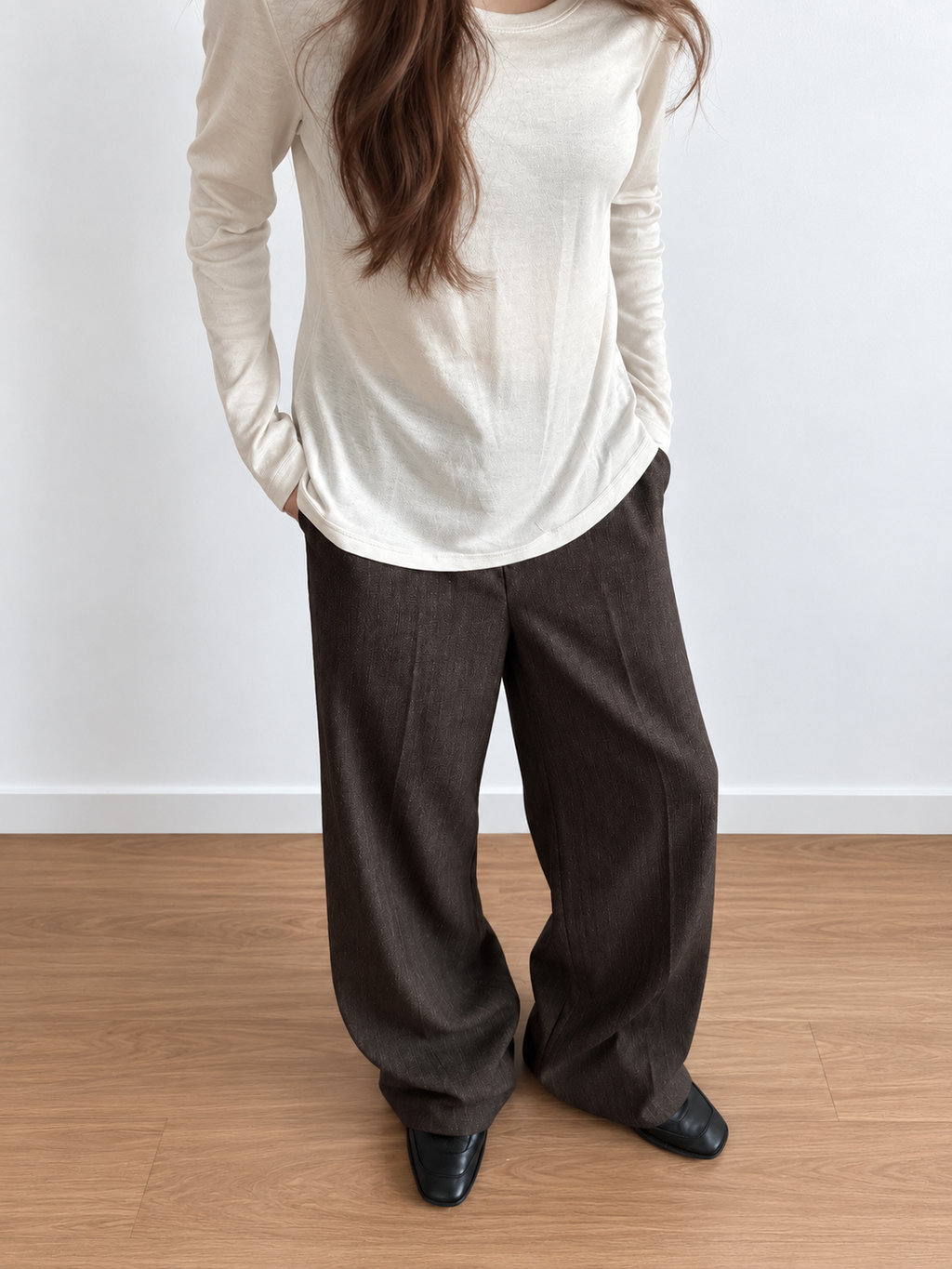Textured Straight Pants