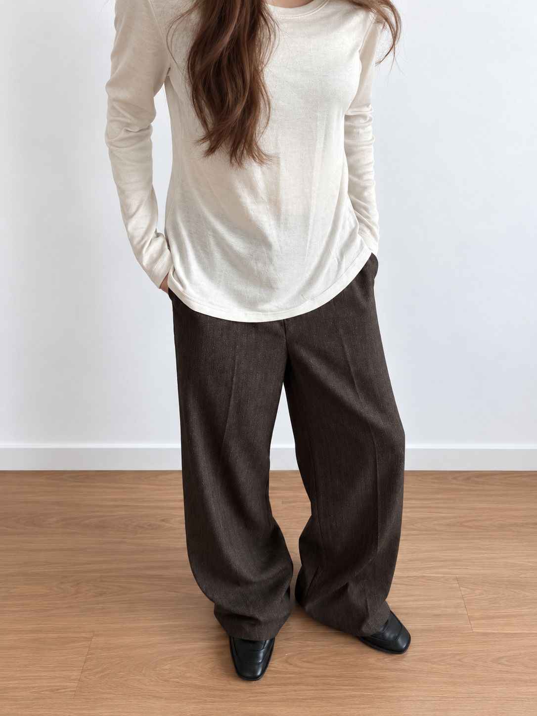 Textured Straight Pants