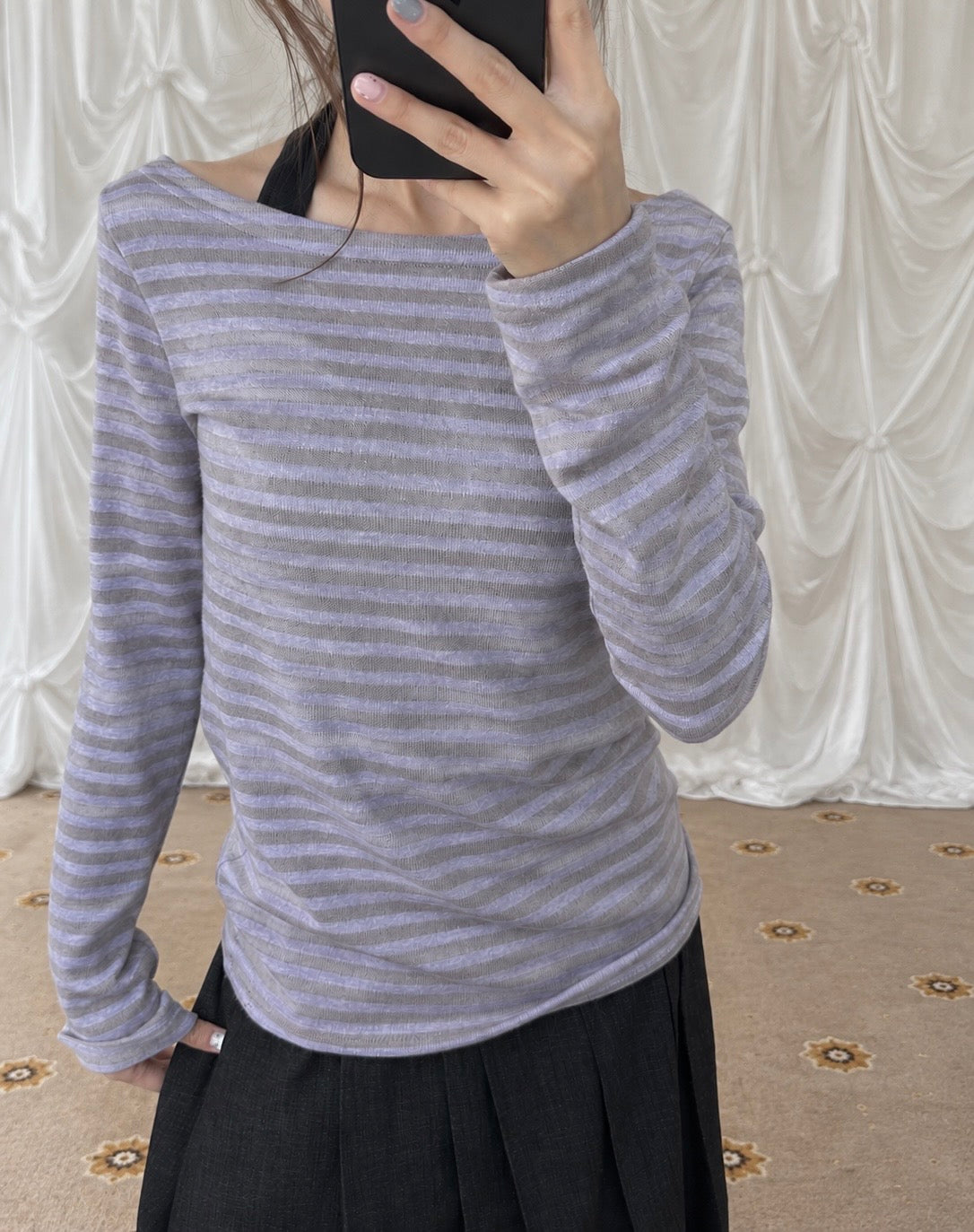 Cloudy Stripe Long Sleeve Top