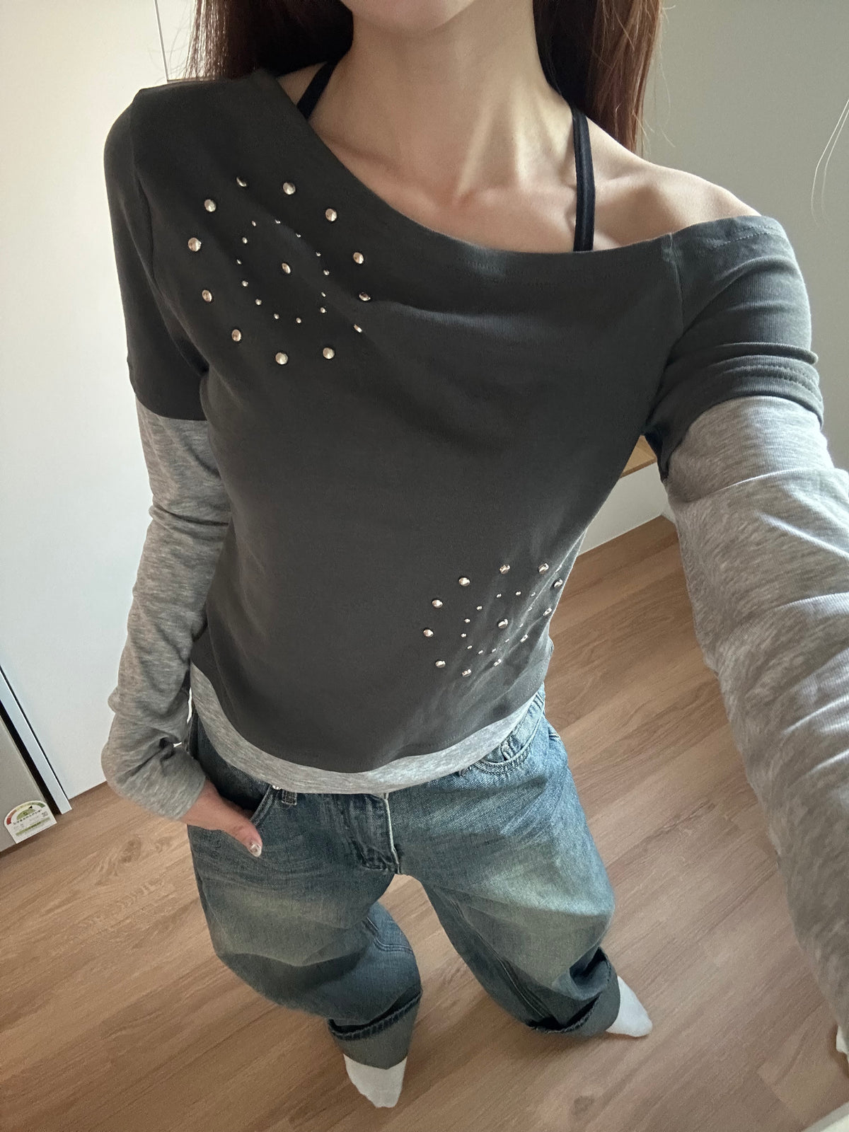 Silver Spiral Layered Top