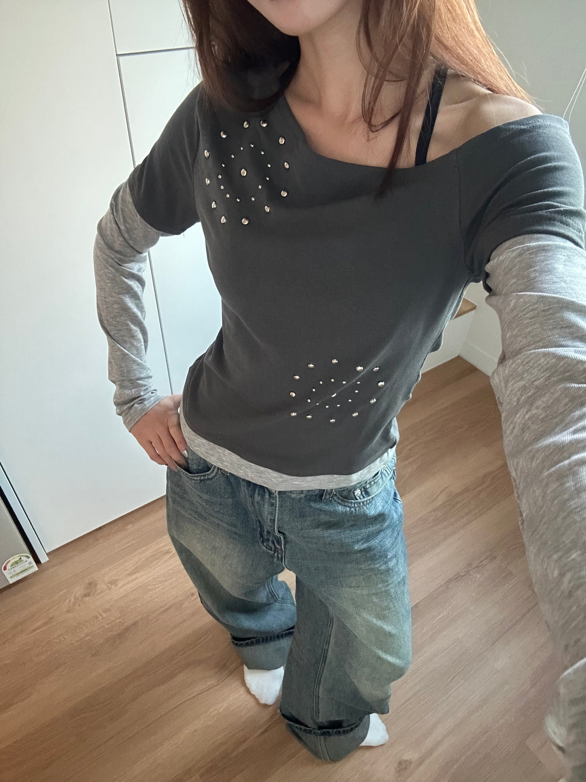 Silver Spiral Layered Top
