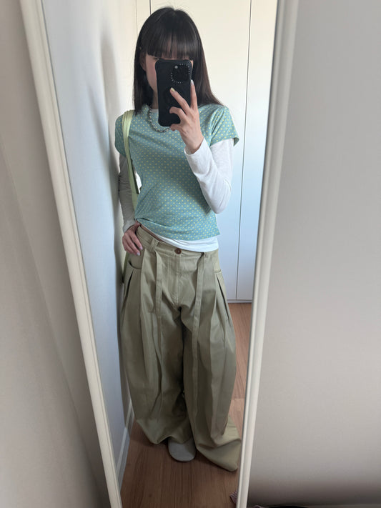 DOUBLE STRAP WIDE PANTS