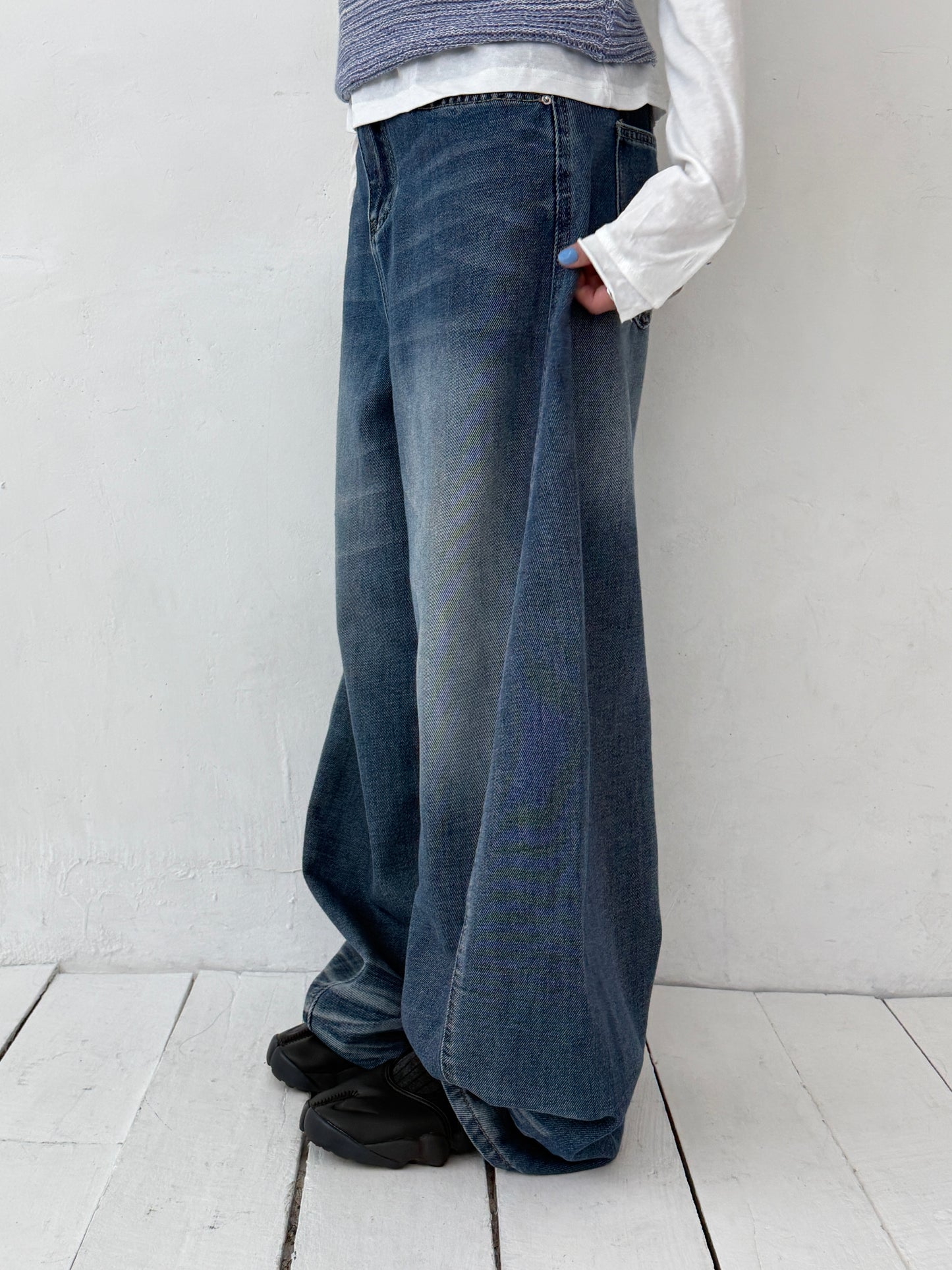 Dark Blue Wide Denim